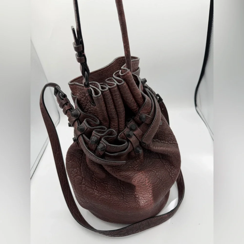 Alexander Wang Diego Bucket Bag Brown Textured Leather Studded
